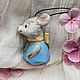  Ёлочная игрушка мышонок в голубой кофточке. Интерьерная кукла. Кукольная коллекция. Ярмарка Мастеров.  Фото №4
