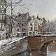 Painting with pastels-Winter in Amsterdam (gray-brown city landscape). Pictures. Pastelena. My Livemaster. Фото №4