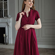 Одежда handmade. Livemaster - original item PETRA cotton dress! in cherry color. Handmade.