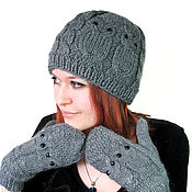 Аксессуары handmade. Livemaster - original item Set: hat and mittens with Owls knitted for women. Handmade.