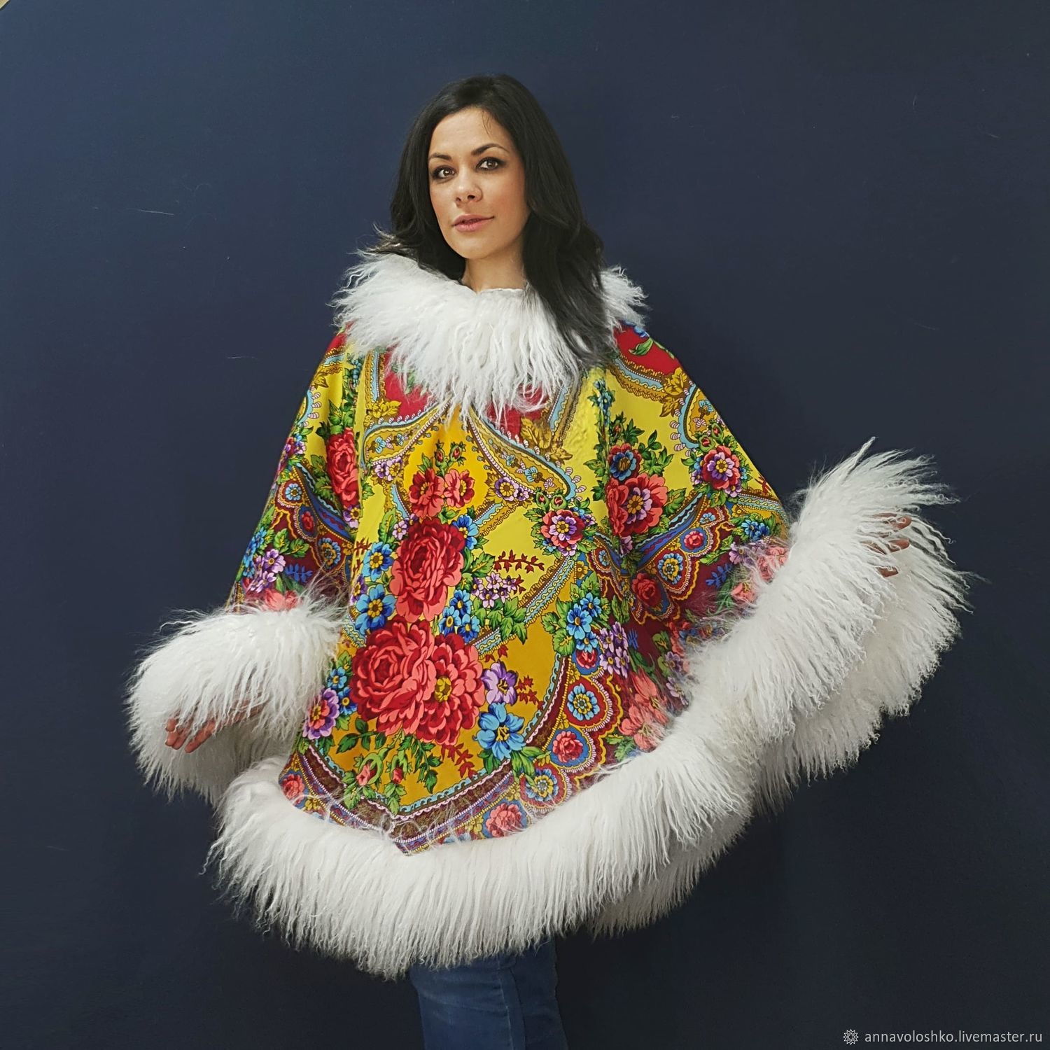 Poncho ' Seasons of the Year. Summer' with llama fur, Ponchos, Moscow,  Фото №1