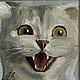 Картина 10х10 см  «Киса». Картины. Картины маслом Антонина Любецкая. Интернет-магазин Ярмарка Мастеров.  Фото №2