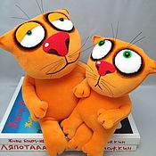 Soft toy plush ginger cat and cat, cats in love