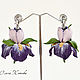 Purple irises jewelry Set leather necklace and earrings flowers. Jewelry Sets. flowersstyle (flowersstyle). My Livemaster. Фото №4