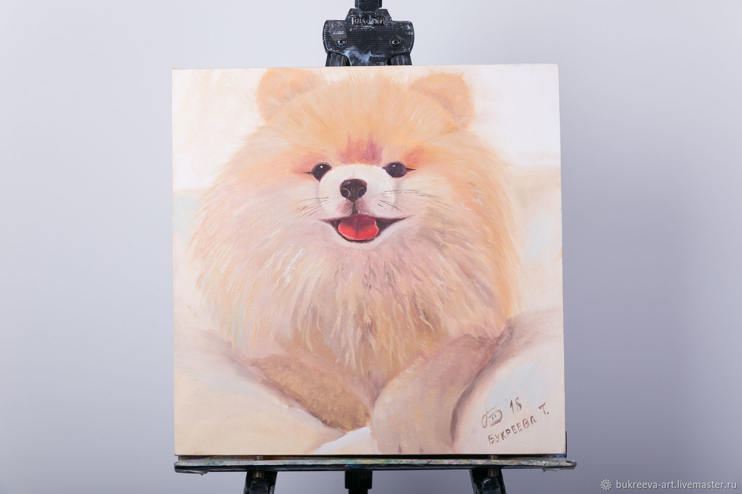 Картина маслом собака шпиц