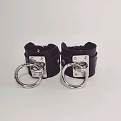 Set of bdsm bad girls mask and handcuffs made of genuine leather