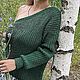 Зелёный вязаный пуловер с одним плечом или одним рукавом, Джемперы, Верхнеднепровский,  Фото №1
