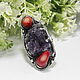 Lizard Ring Amethyst Coral 925 Silver ALS0051. Rings. Sunny Silver. My Livemaster. Фото №5