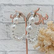 Украшения handmade. Livemaster - original item Hoop earrings: The ocean pearl. Handmade.