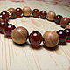 Bracelet with garnet and wooden beads, Bead bracelet, Moscow,  Фото №1