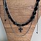 Колье с цепочками из черного агата с подвеской Крест. Колье. Lila Jewelry. Интернет-магазин Ярмарка Мастеров.  Фото №2