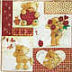 Napkin for decoupage in love with bear print, Napkins for decoupage, Moscow,  Фото №1