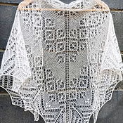 Аксессуары handmade. Livemaster - original item Down shawl, White knitted Shawl openwork Ivory. Handmade.