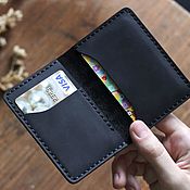 Сумки и аксессуары handmade. Livemaster - original item Leather card holder for cards, slim wallet grey and brown. Handmade.