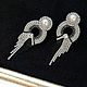 Pearl long stud earrings 'Yin and Yang'. Monocera, Stud earrings, Novosibirsk,  Фото №1