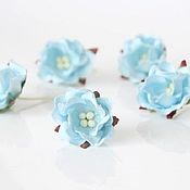 Материалы для творчества handmade. Livemaster - original item Paper flowers for scrapbooking Apple tree flowers blue, 1pc.. Handmade.