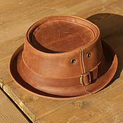 Аксессуары handmade. Livemaster - original item Waxed leather pork pie hat PPH-12. Handmade.