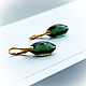 Earrings with green quartz in gold 24K. Earrings. Solanda. Online shopping on My Livemaster.  Фото №2