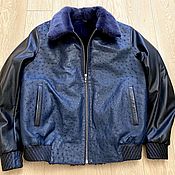 Мужская одежда handmade. Livemaster - original item Men`s winter jacket with fur, made of ostrich leather and calfskin.. Handmade.