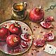 Картина с фруктами "Гранаты на столе" холст масло, Картины, Новосибирск,  Фото №1