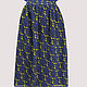 Chiffon skirt with elastic print blue yellow MIDI. Skirts. Yana Levashova Fashion. My Livemaster. Фото №4