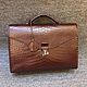 Briefcase men's classic, crocodile leather, in brown, Brief case, St. Petersburg,  Фото №1