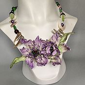 Цветы и флористика handmade. Livemaster - original item Necklace with flowers leather. Handmade.