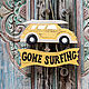 Серфинг - Подарок серферу - Желтый автомобиль Gone surfing