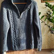 Мужская одежда handmade. Livemaster - original item Men`s sweaters: Italian merino sweater with zipper. Handmade.