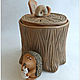 A stump with a hedgehog. salt shaker. Jar. Box. Ceramics, Jars, St. Petersburg,  Фото №1