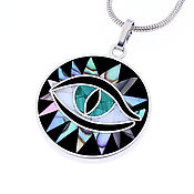 Украшения handmade. Livemaster - original item Eye Pendant. Malachite, Mother of Pearl. Natural stones. Handmade.
