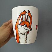Посуда handmade. Livemaster - original item Fox and rabbit tea mug. Hand painted. Gift. Handmade.
