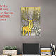  Golden deer PRINT, in a gray forest with mountains, Author's print. Pictures. Belasla. My Livemaster. Фото №6