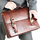Business leather briefcase Overture brown. Brief case. Russian leather Guild. My Livemaster. Фото №6