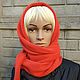 Scarf-bactus 'Red orange' from 100 % cashmere. Scarves. vsevknit. My Livemaster. Фото №4