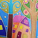 La casita en la aldea,la pintura en tela,43h43 cm,frío batik. Pictures. arkensoie Silkyway. Ярмарка Мастеров.  Фото №6