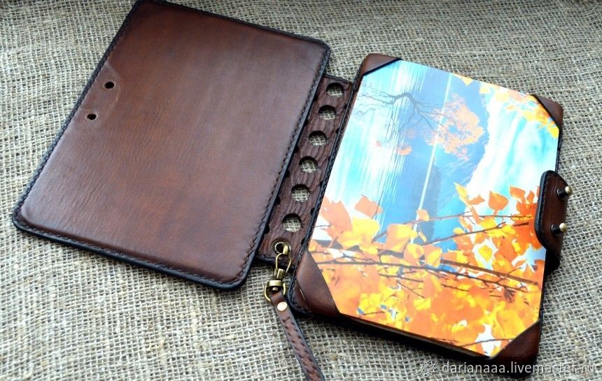Кожаный чехол для iPad| Portfolio Телячья кожа ручной работы с тиснением под кожу аллигатора