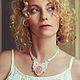 Wedding soutache necklace Subtle rose with rose quartz white, Wedding necklace, St. Petersburg,  Фото №1