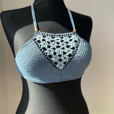 Одежда ручной работы. Ярмарка Мастеров - ручная работа Вязаный кроп - топ. Handmade.
