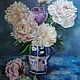 Картина пионы" Пионы в вазе" картина с цветами. Масло, Картины, Анапа,  Фото №1