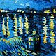 Order Mini oil painting 'Starry Night and the Tardis' Van Gogh 20h15cm. HappyFingers Movie store (happyfingers). Livemaster. . Pictures Фото №3