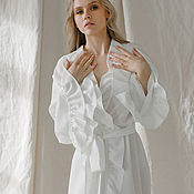 Одежда handmade. Livemaster - original item Silk negligee Emilia natural silk white. Handmade.