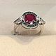 Серебряное кольцо с крупным природным рубином и цирконами, 925. Кольца. OLVIKSOL JEWELRY STORE. Ярмарка Мастеров.  Фото №4