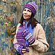 Order Set of accessories Kaleidoscope hat, scarf, mittens, jacquard. SIBERIA COOL (knitting & painting) (Siberia-Cool). Livemaster. . Headwear Sets Фото №3