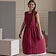 Linen dress in berry color with white lace. Dresses. molinialife. Online shopping on My Livemaster.  Фото №2