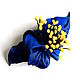 The flower brooch for the Salute holiday is bright blue with contrasting stamens. Brooches. De-Si-Re. My Livemaster. Фото №4