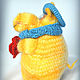 Веселый желтый бегемотик в голубом шарфе и берете. Мягкие игрушки. Ustimenko-TAT04. Интернет-магазин Ярмарка Мастеров.  Фото №2
