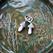 Украшения handmade. Livemaster - original item Classic earrings: ceramic mushrooms, blue fly agaric. Handmade.