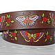 Заказать Butterfly Hand Painted Belt, Genuine Leather Belt. Made In Rainbow. Ярмарка Мастеров. . Straps Фото №3