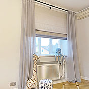 Для дома и интерьера handmade. Livemaster - original item Roman curtain with grey tulle. Handmade.